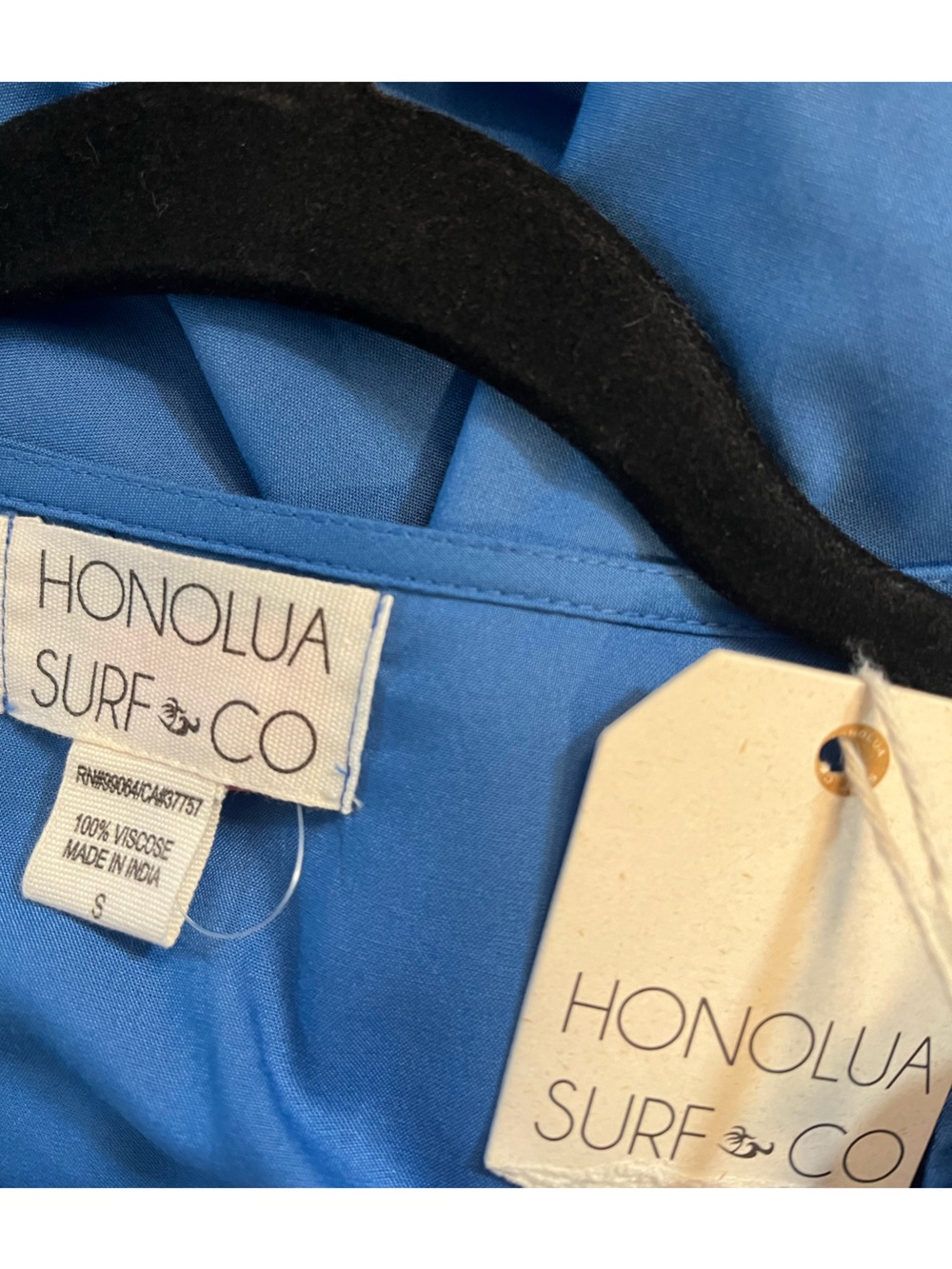 NWT Honolua Surf Co. Blue Short-Sleeve V-Neck Maxi Dress - Picture 4 of 4